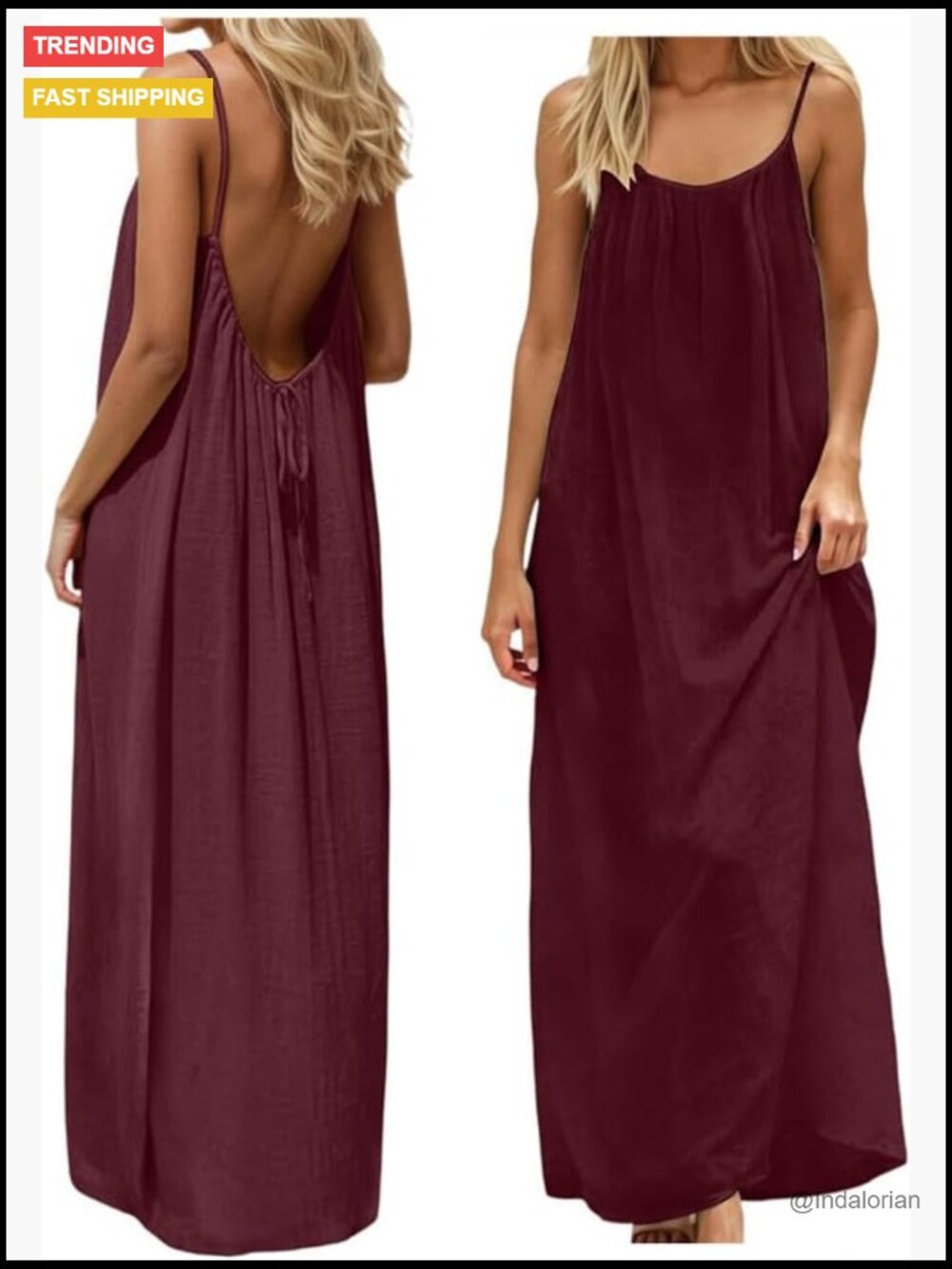 Backless Cami Dress Sleeveless Long Lounge Dress Summer House Dress
